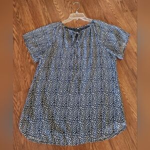 Elegant Periwinkle Blue and White Women's Blouse With Tie